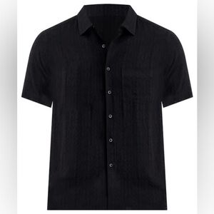 Club Room Black Textured Men’s Cotton Collared Button Shirt Size XL